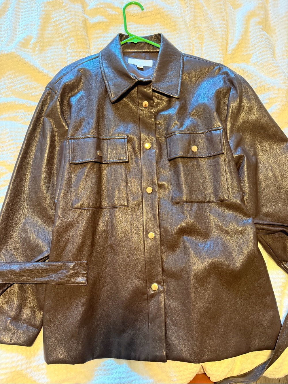 Zara Dark Brown Faux Leather Belted Utility Jacket - Picture 4 of 5